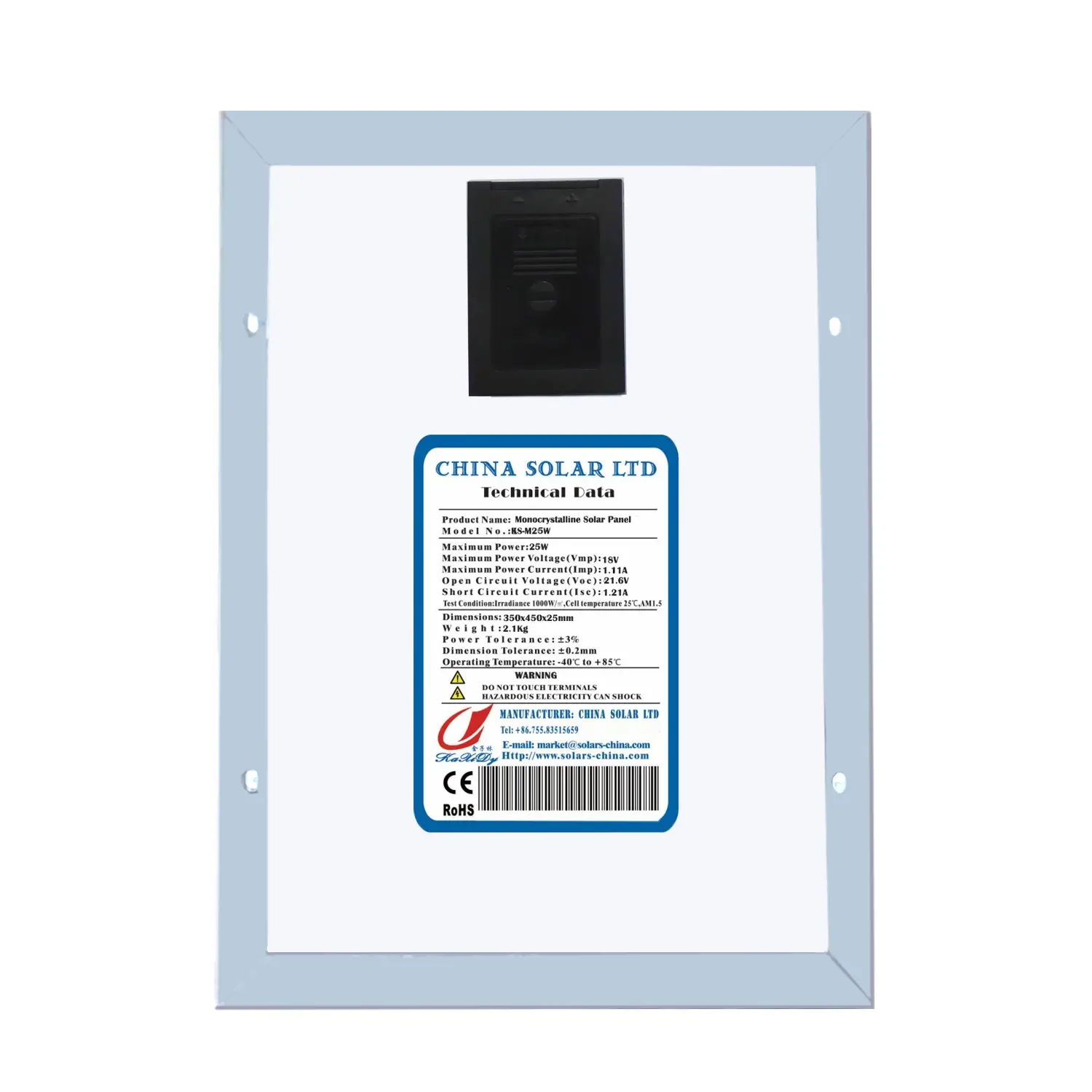 Monokristal Güneş Paneli 25W