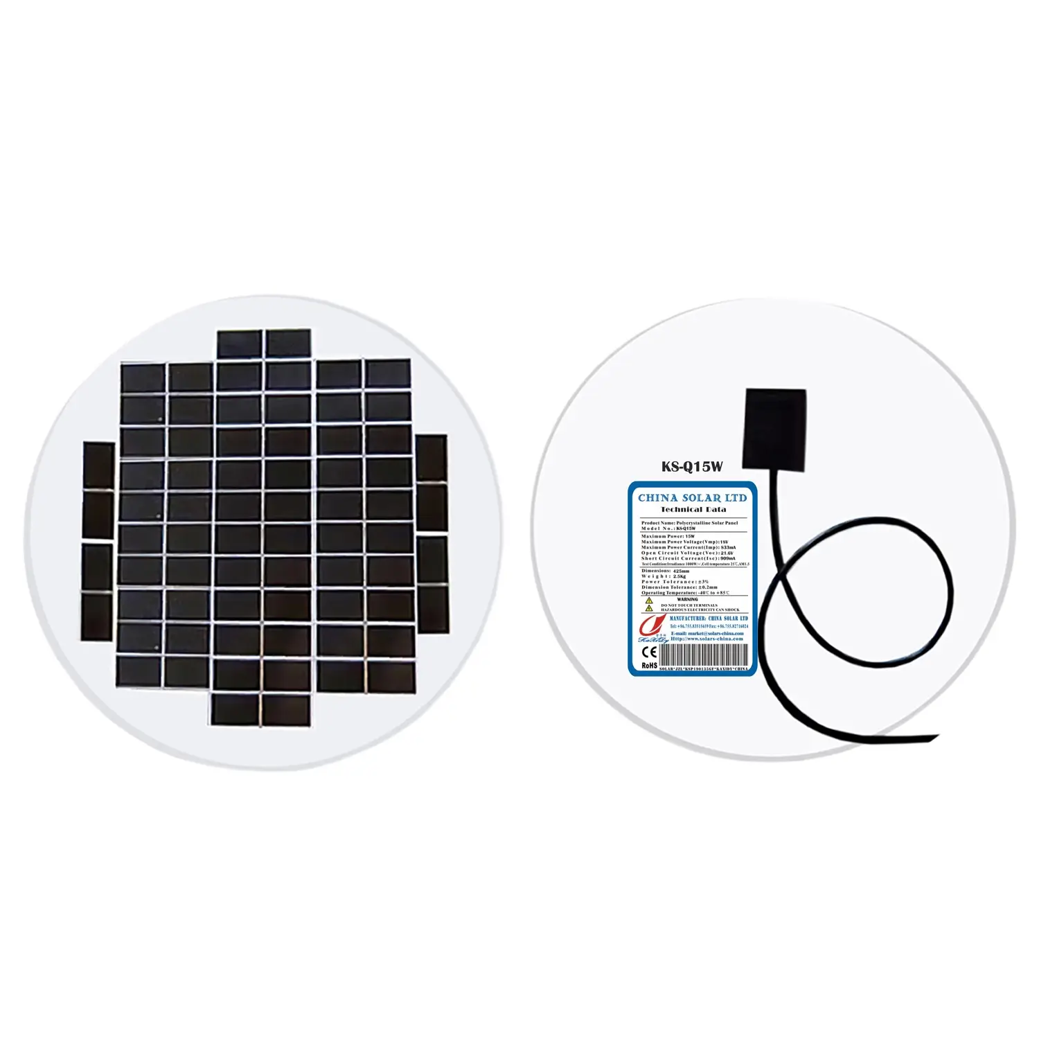 15W Yuvarlak Fotovoltaik Panel