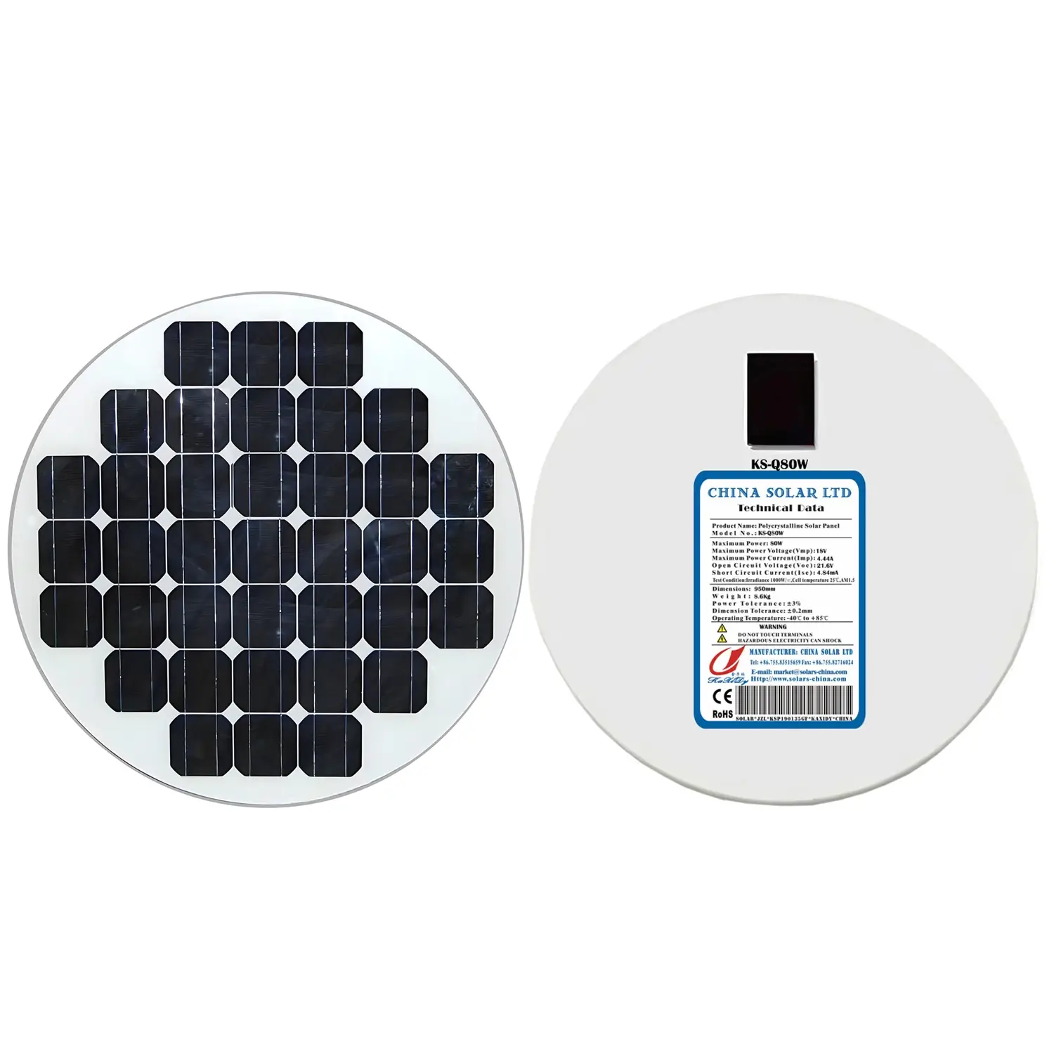 80W Yuvarlak Fotovoltaik Panel